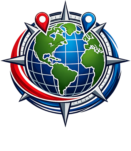 Undergraduate Geography Club logo: a globe ringed by a compass rose, with two map pins